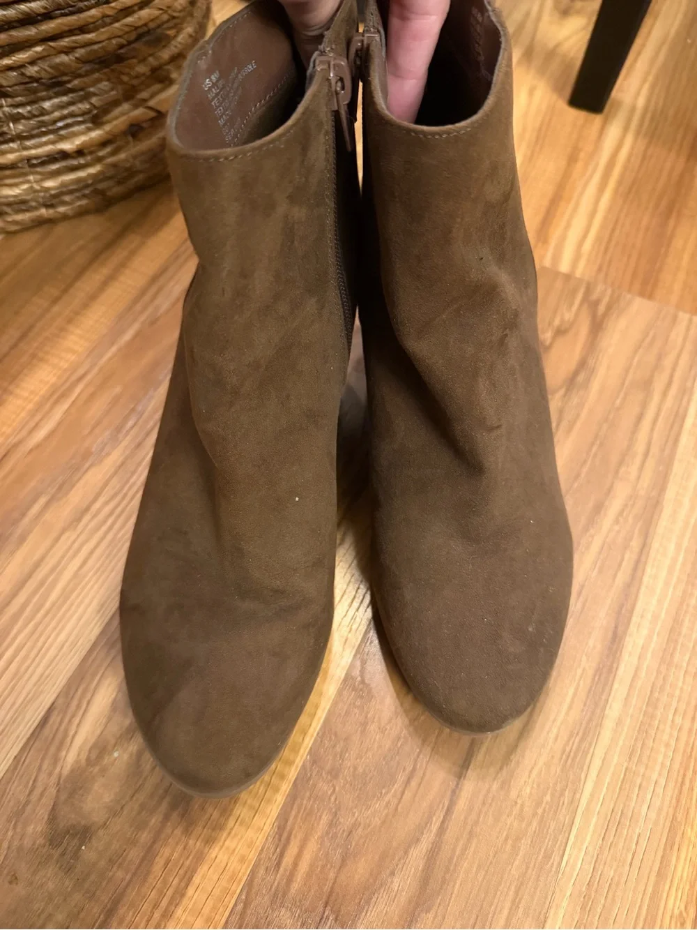 Women's Brown Suede Ankle Boots with Block Heel